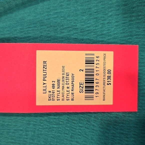 LILLY PULITZER BLAKELYNN ELBOW SLEEVE BALLON SLEEVE IN BLUE RHAPSODY.  SIZE 2. - Picture 6 of 10
